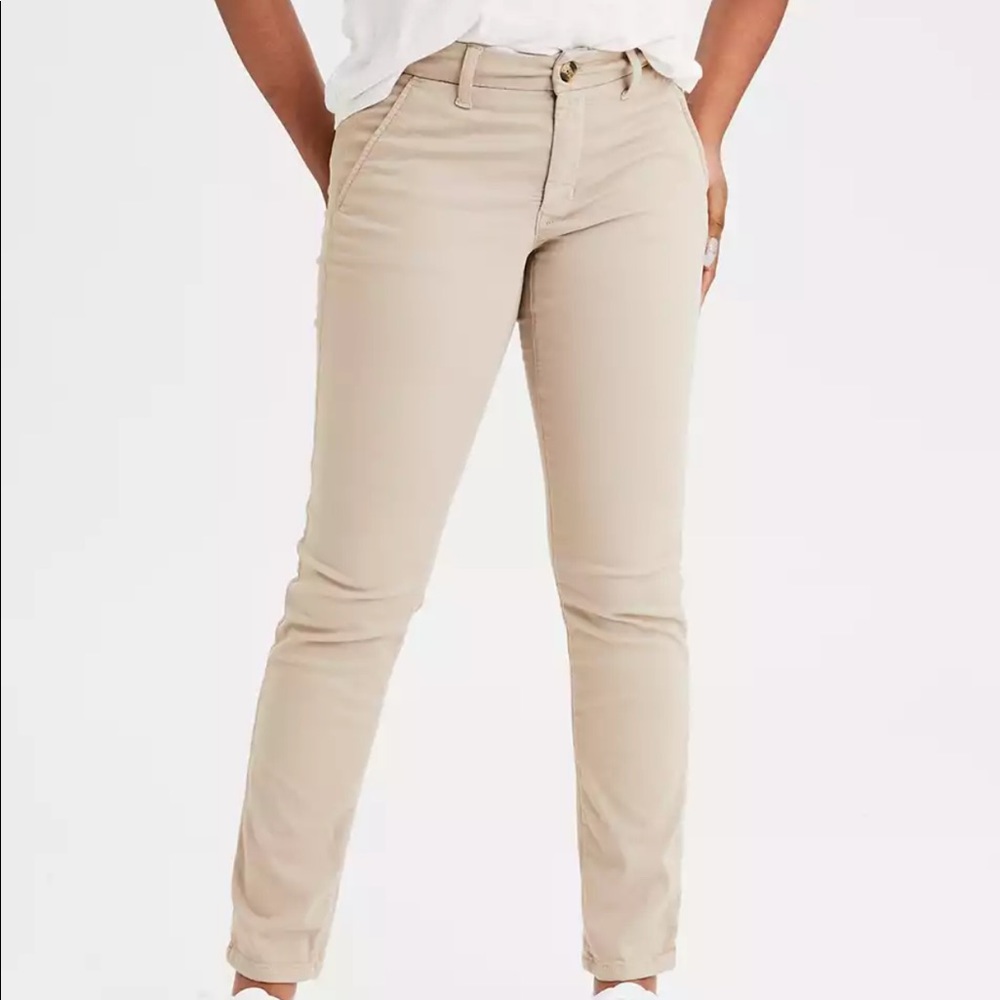 3 pair American eagle school pants khaki skinny womens